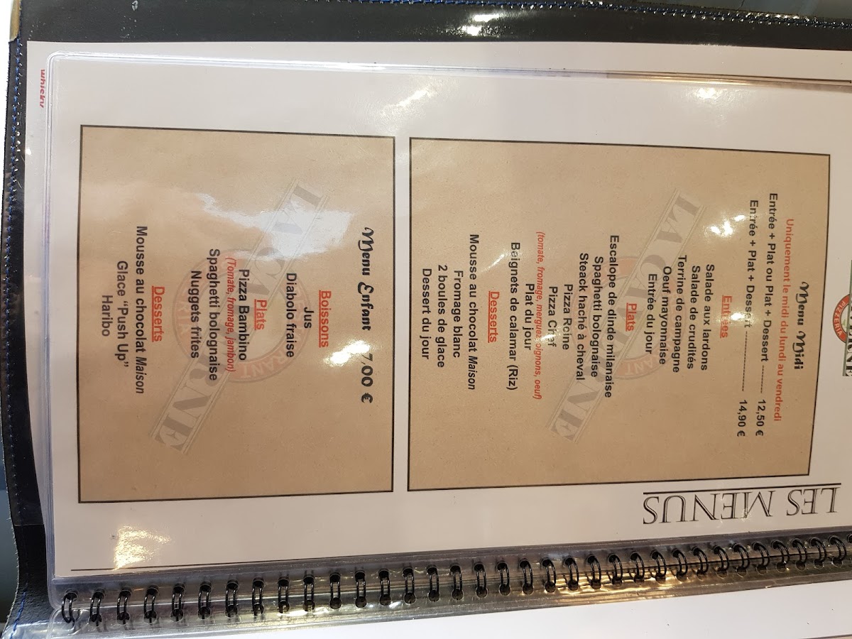 Menu Restaurant Pizzeria La Caverne-1