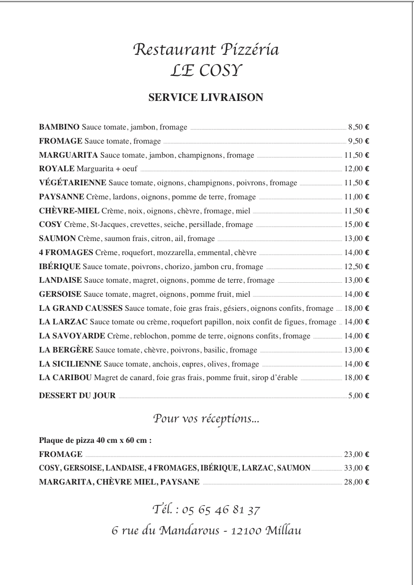 Menu Restaurant Pizzeria Le Cosy-2