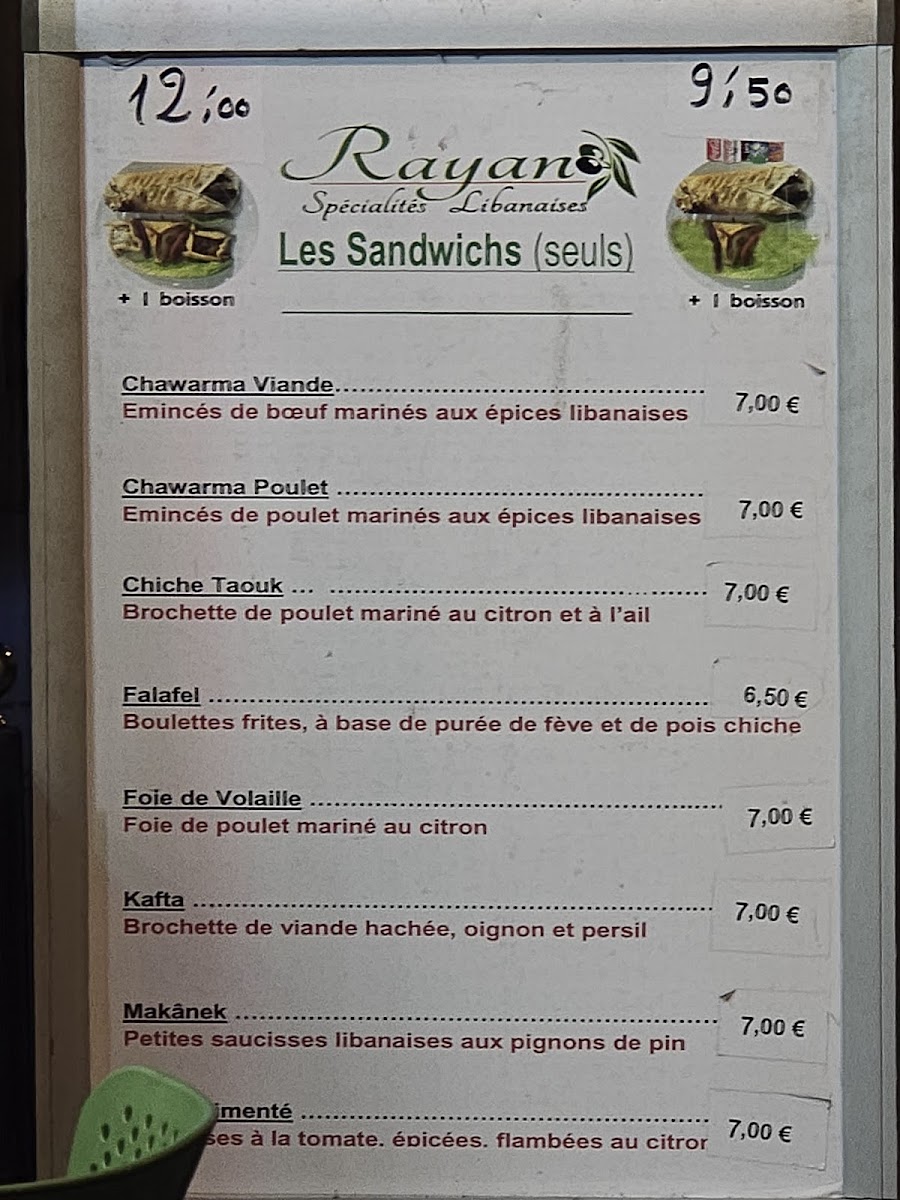 Menu Restaurant Rayan-2