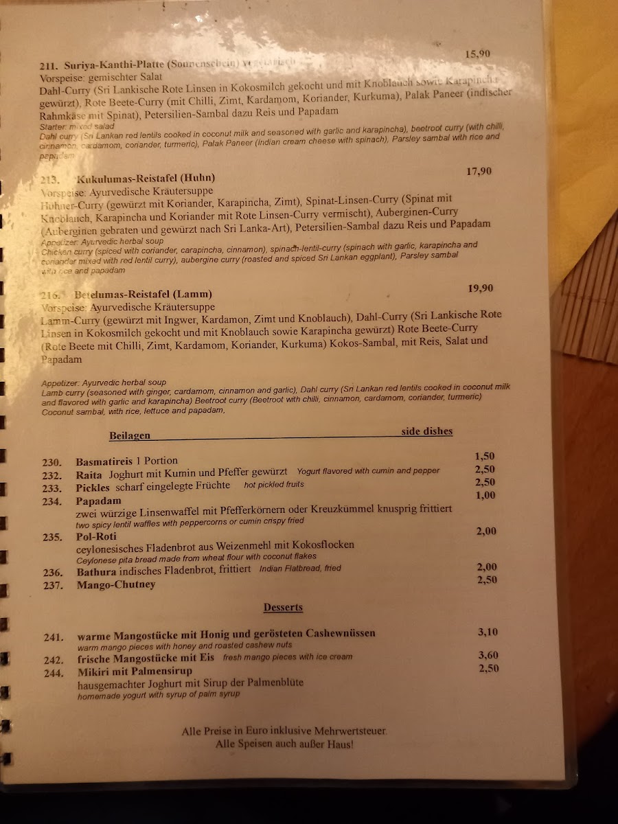 Menu Restaurant Suriya Kanthi-2