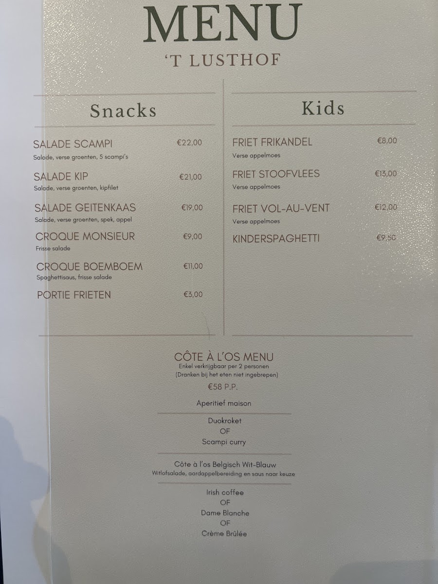 Menu Restaurant 't Lusthof-2