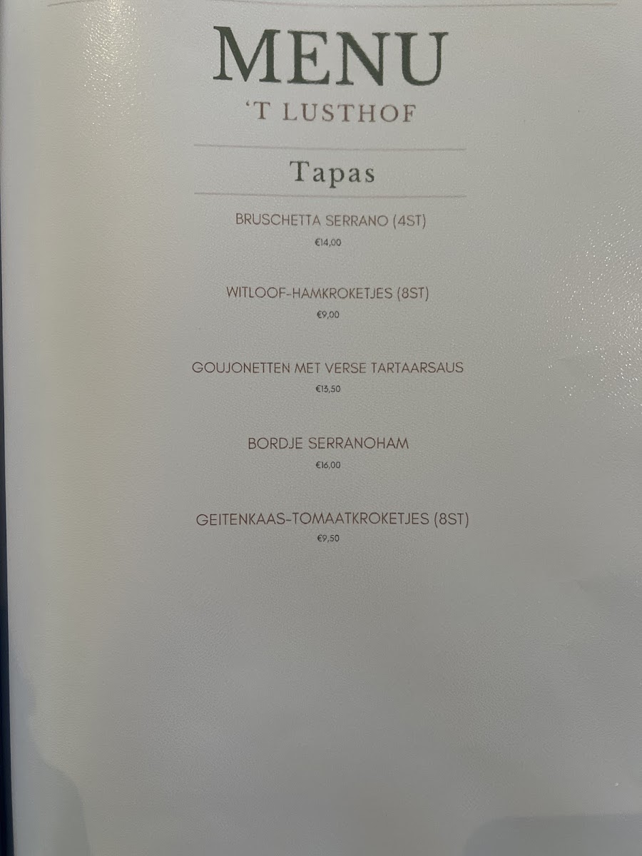 Menu Restaurant 't Lusthof-4