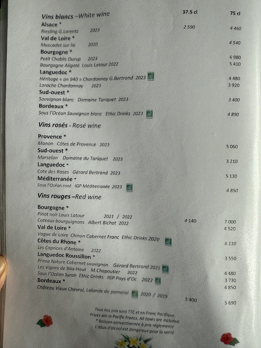 Menu Restaurant Tama’A Maitai-1