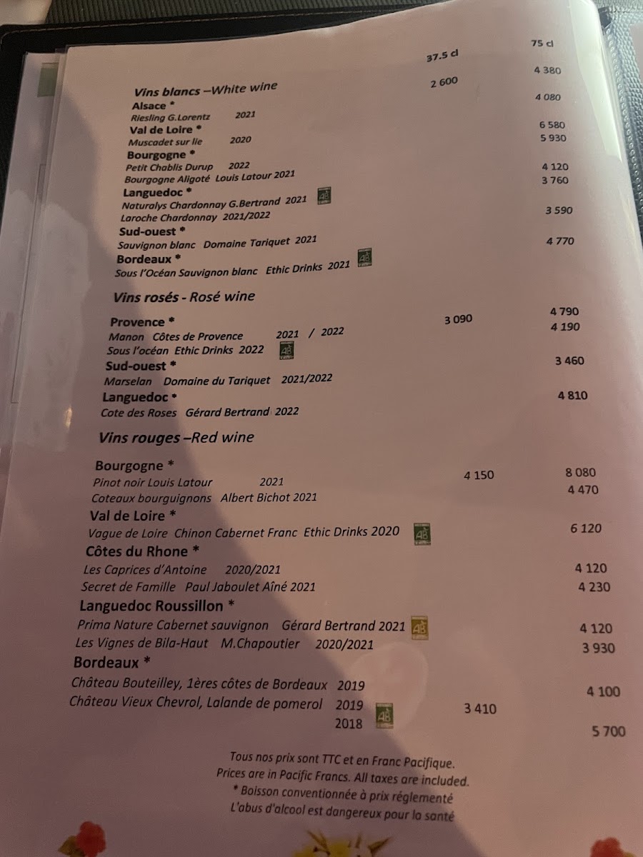 Menu Restaurant Tama’A Maitai-10