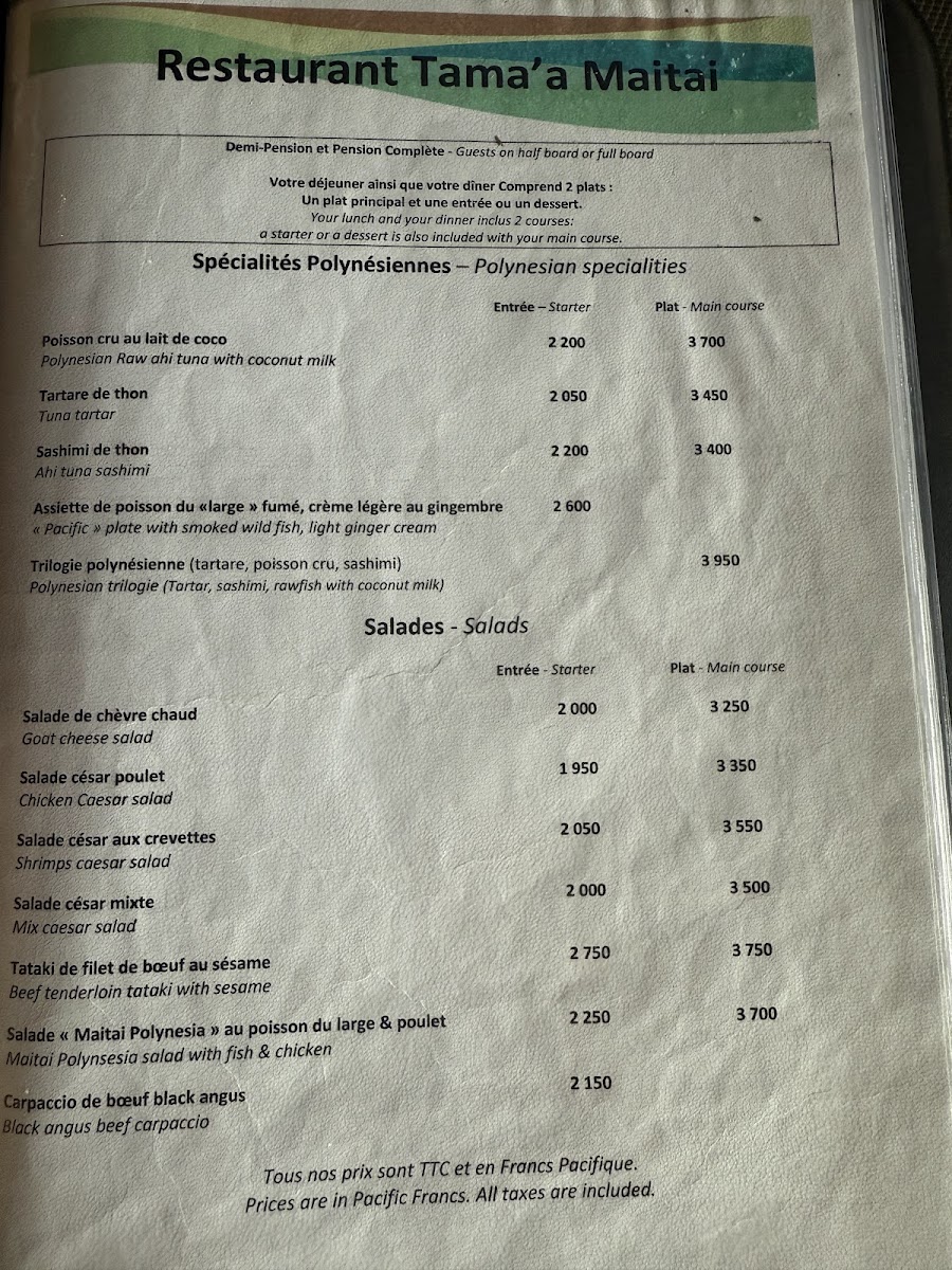 Menu Restaurant Tama’A Maitai-4