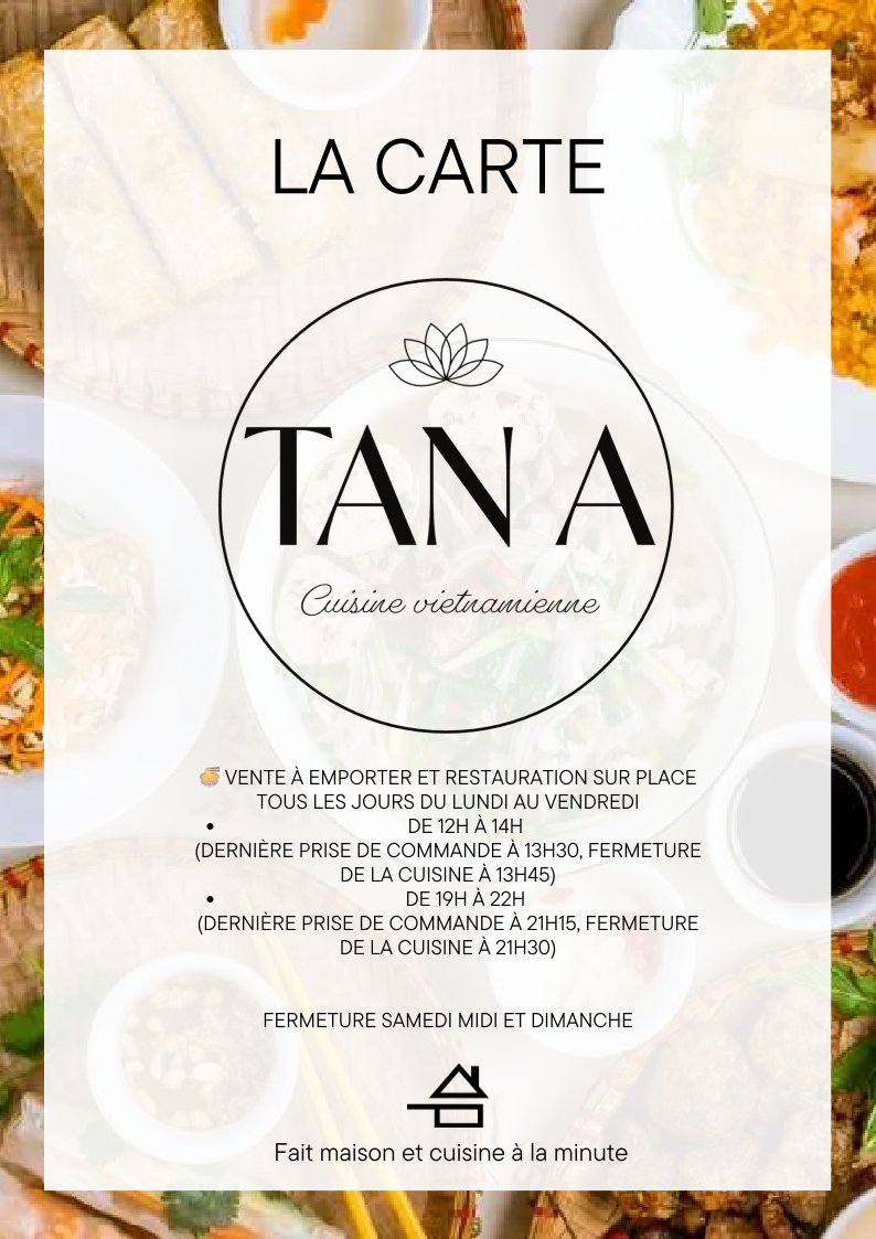Menu Restaurant Tan A-10
