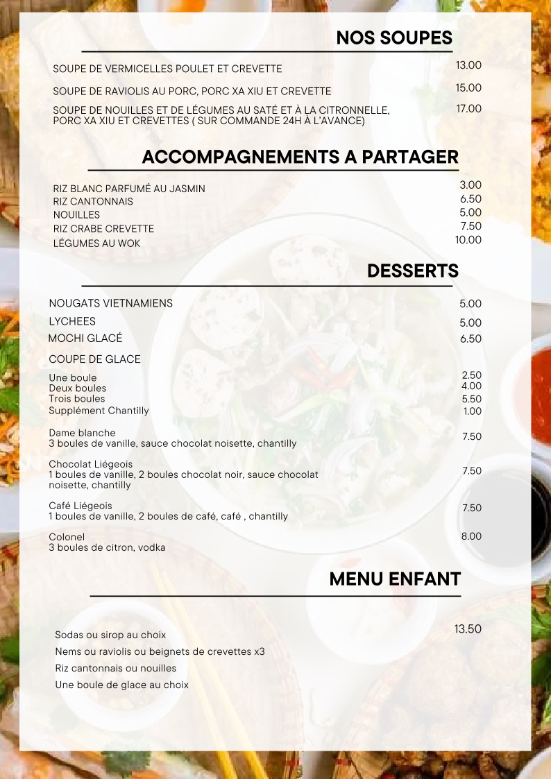 Menu Restaurant Tan A-2