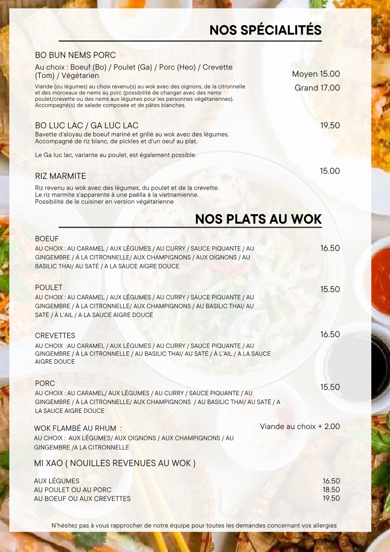 Menu Restaurant Tan A-3