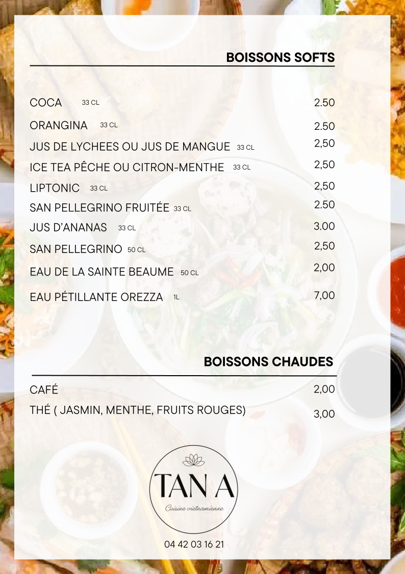 Menu Restaurant Tan A-5
