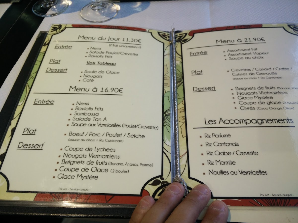 Menu Restaurant Tan A-7