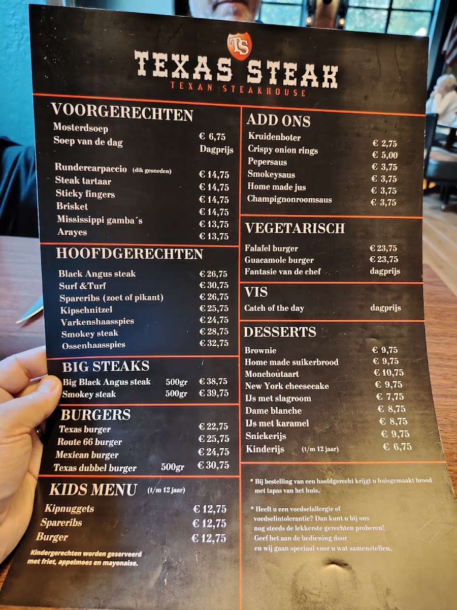 Menu Restaurant Texas Steak Sneek-1