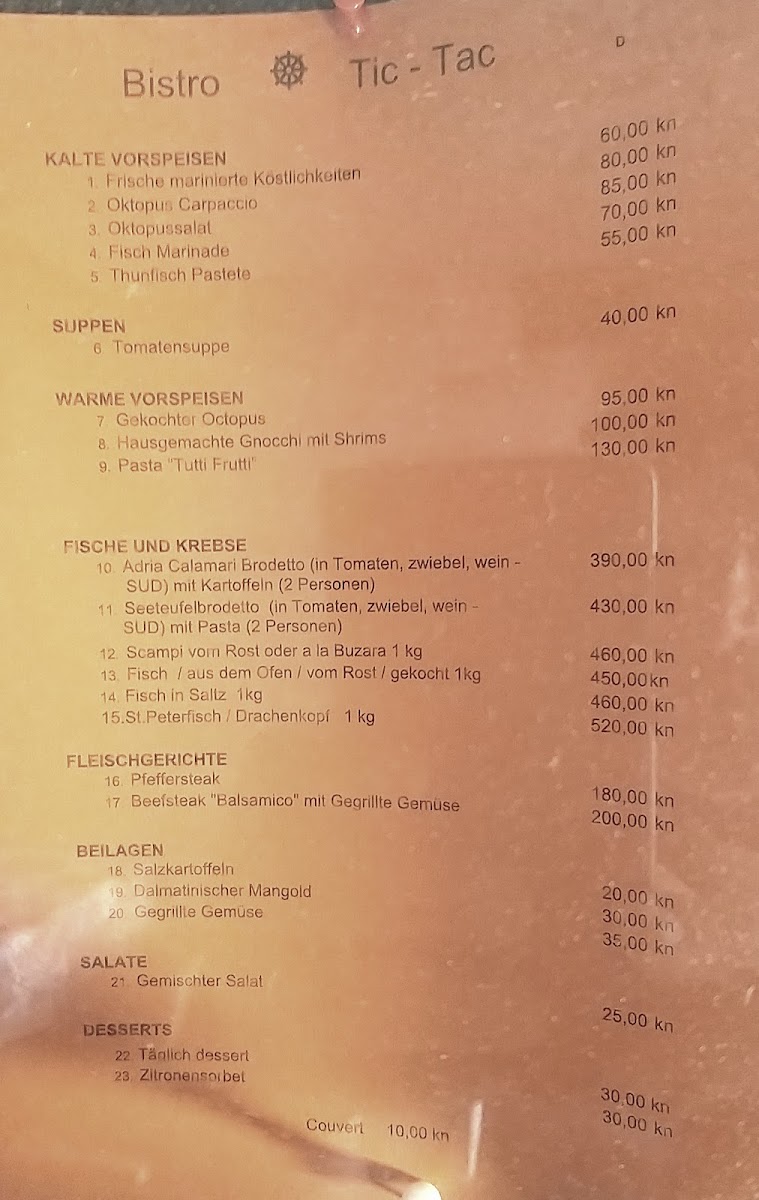 Menu Restaurant Tic-Tac-3
