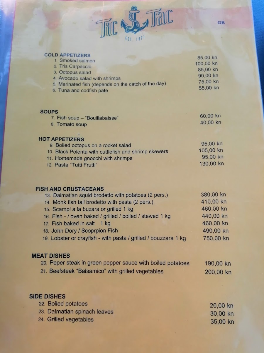 Menu Restaurant Tic-Tac-4