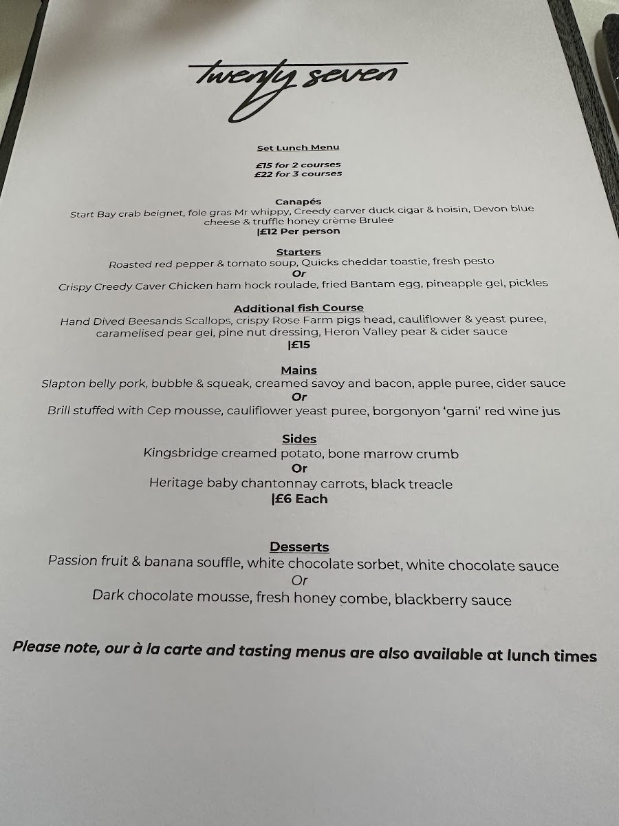 Menu Restaurant Twenty Seven By Jamie Rogers-9