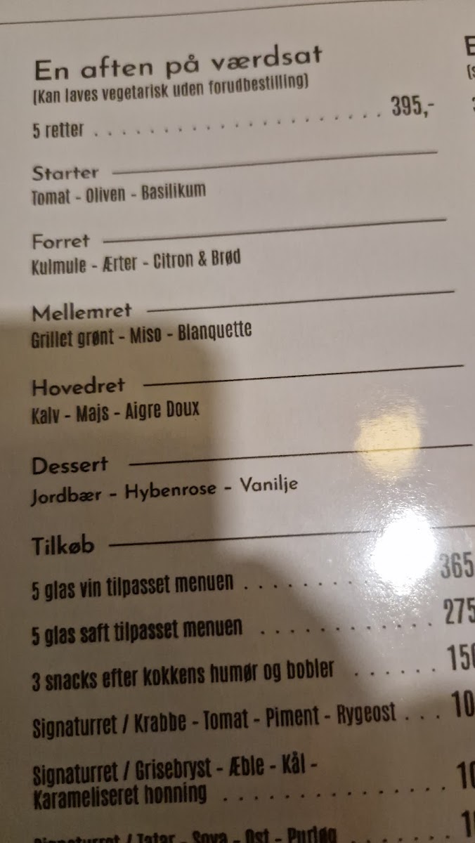 Menu Restaurant Værdsat-4