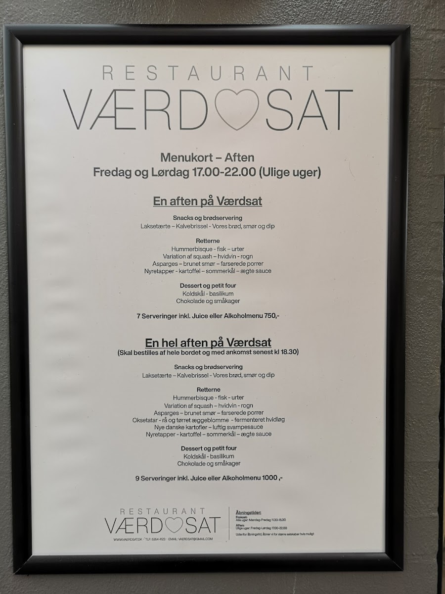 Menu Restaurant Værdsat-5