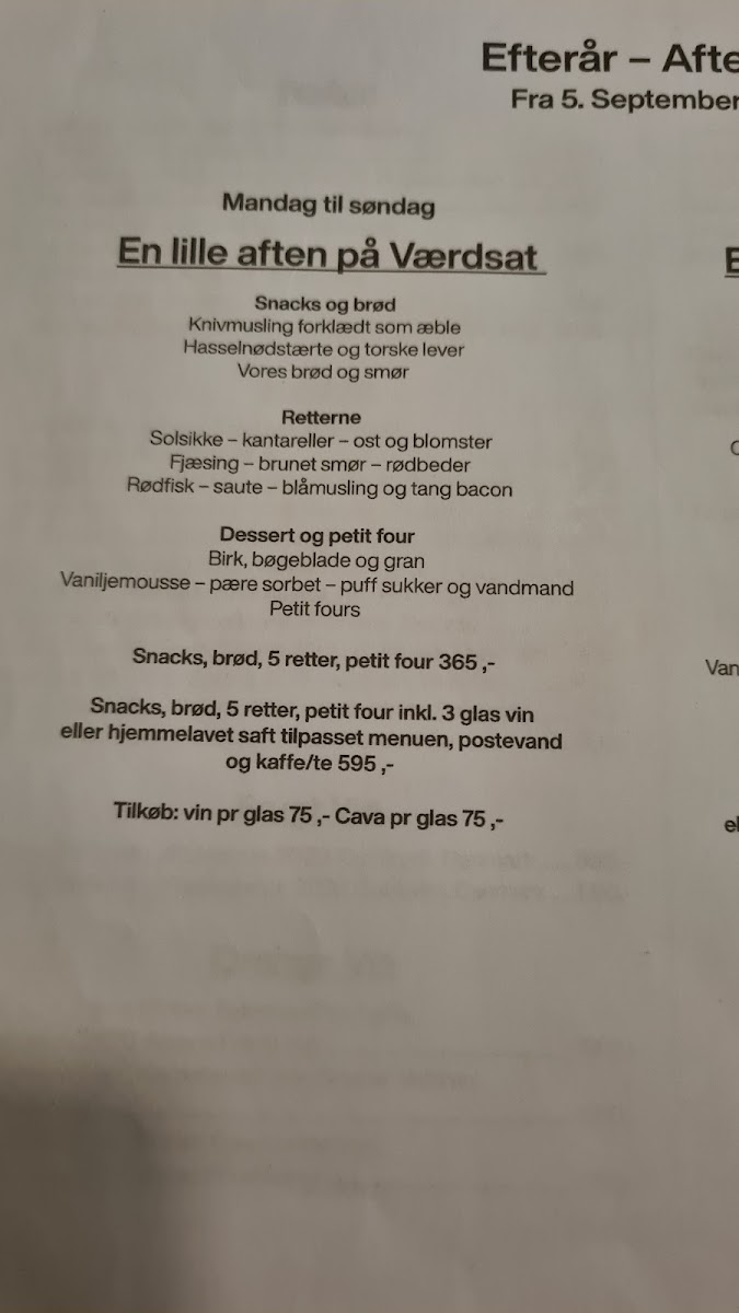Menu Restaurant Værdsat-8