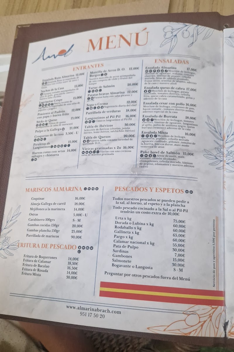 Menu Restaurante Almarina Beach-1