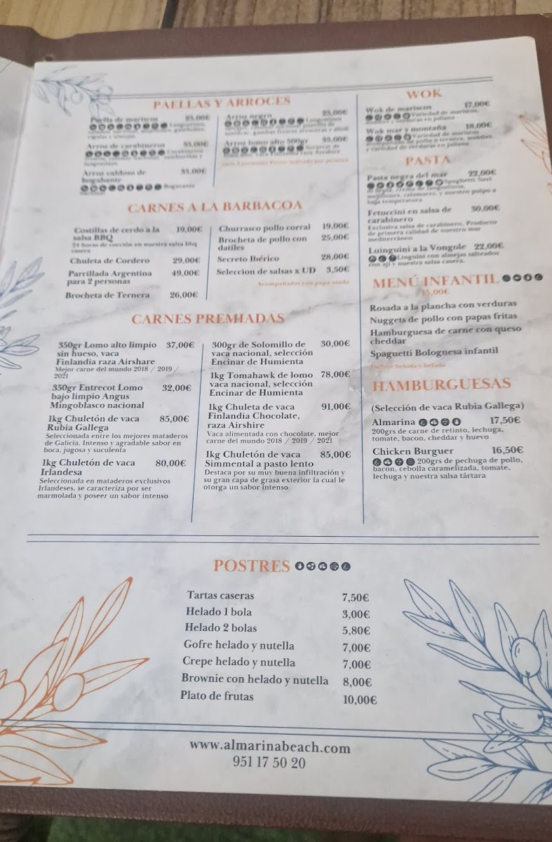Menu Restaurante Almarina Beach-2