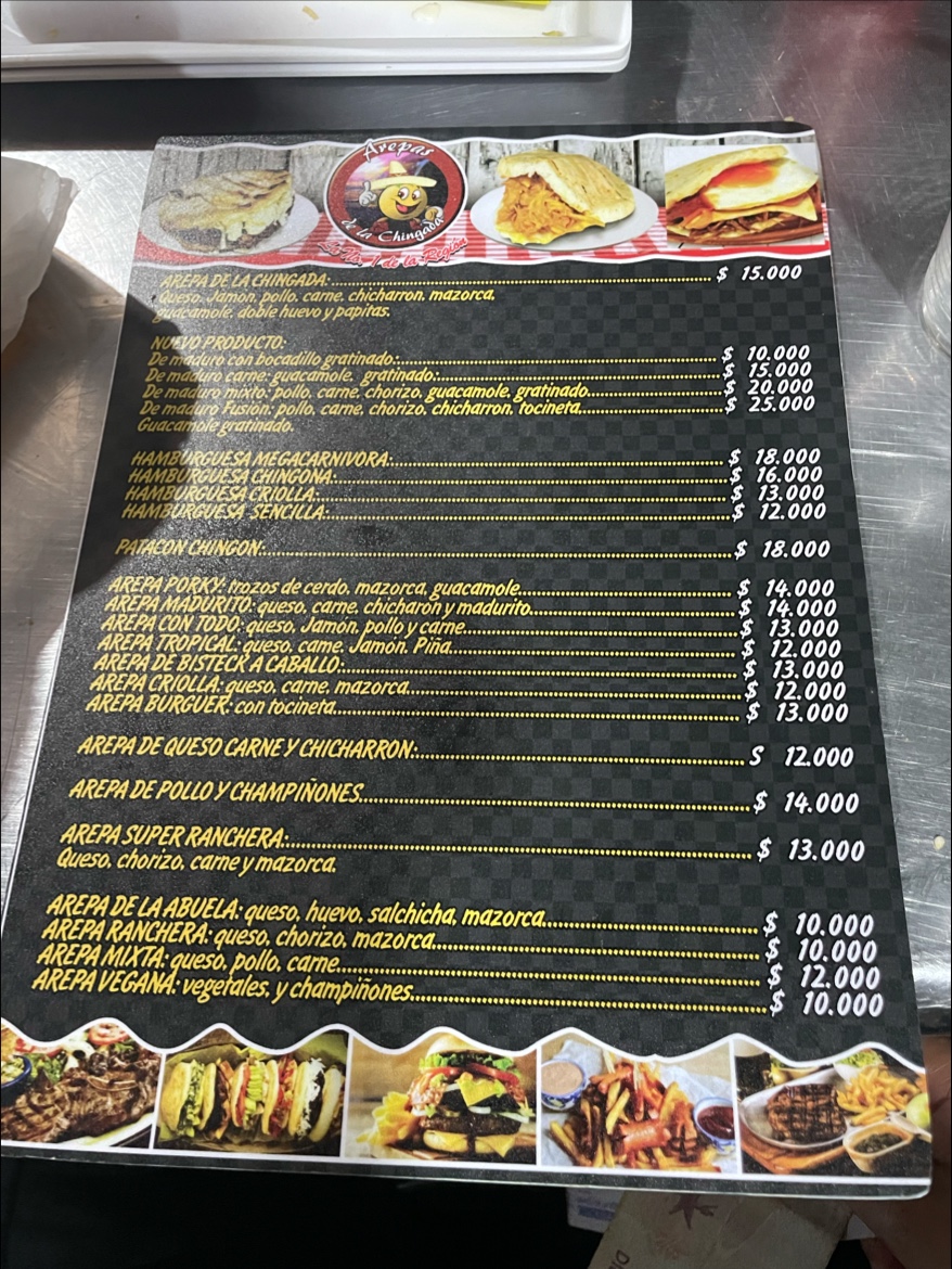 Menu Restaurante Arepas De La Chingada-1