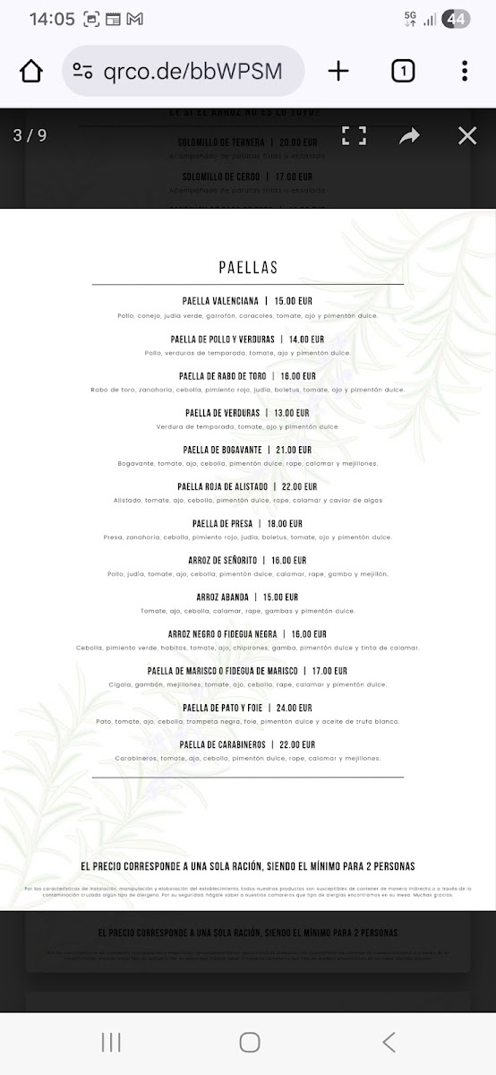 Menu Restaurante Arrocería Casa Pepe Sanchis-3