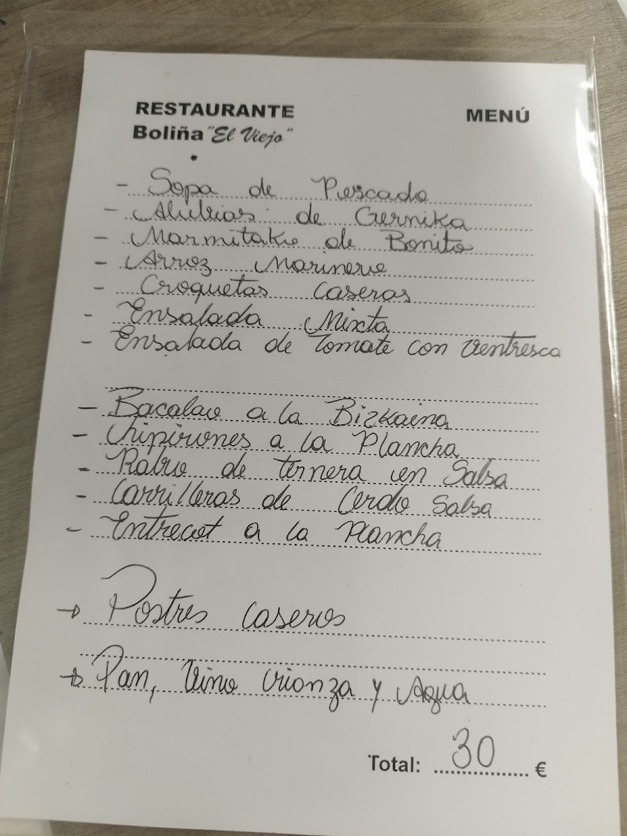Menu Restaurante Boliña El Viejo-9
