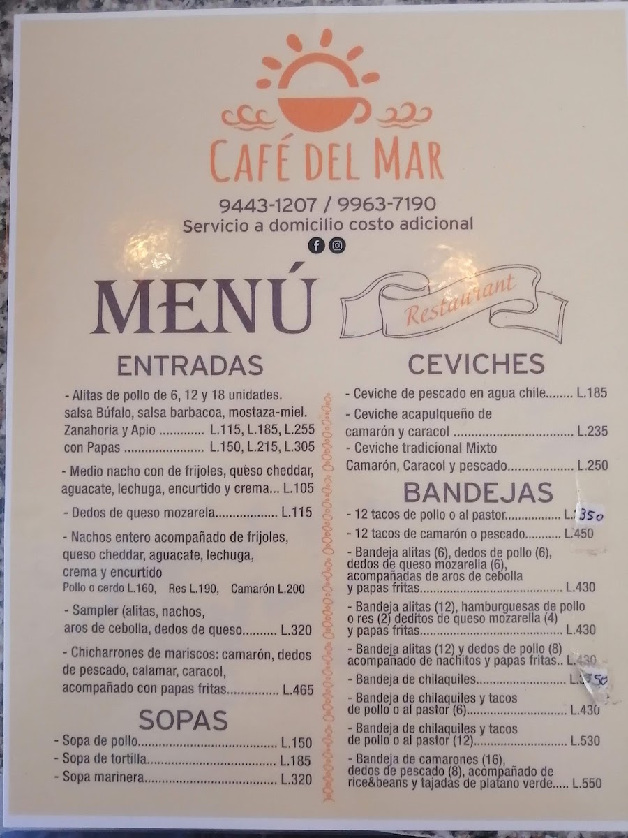 Menu Restaurante Café Del Mar Bakery Shop-1