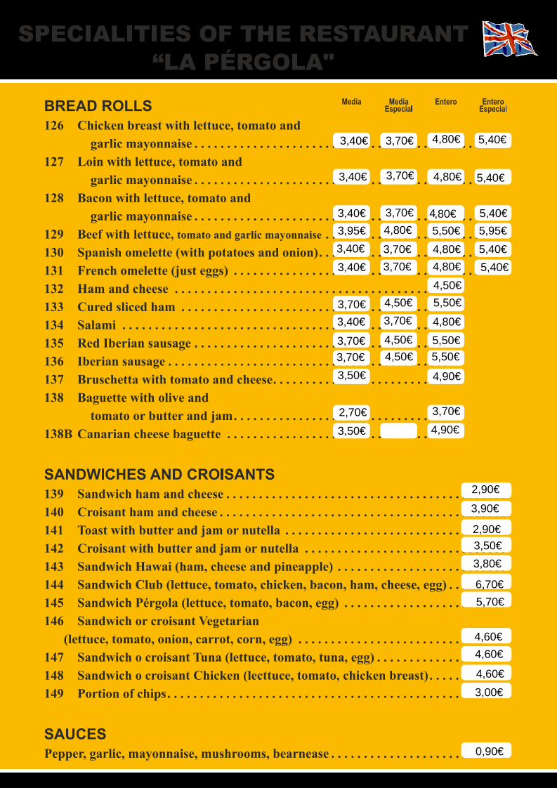 Menu Restaurante Cafetería La Pérgola-1