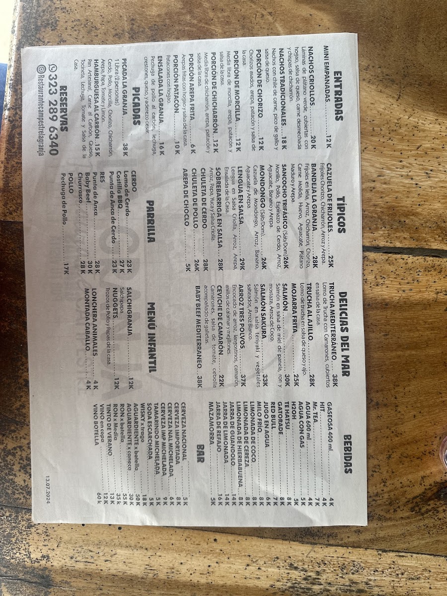 Menu Restaurante Campestre La Granja-3