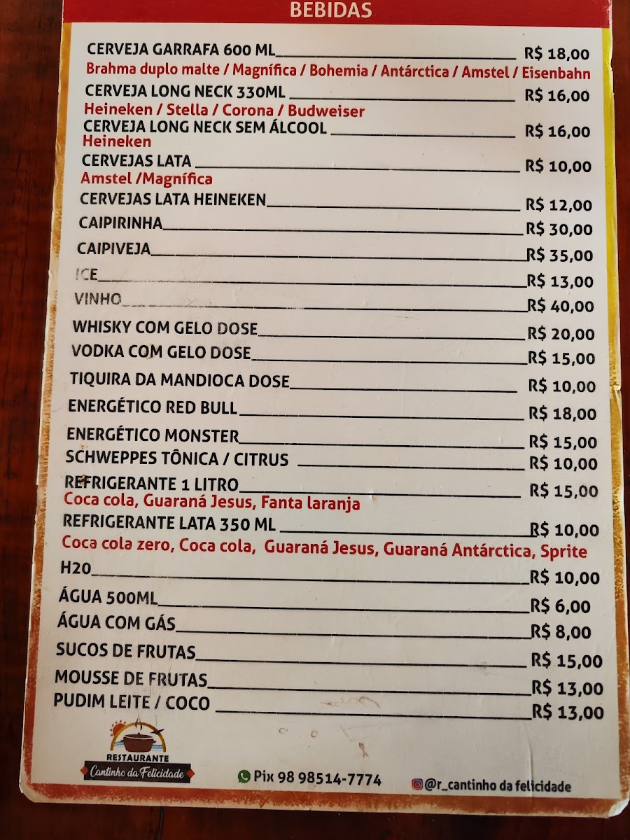 Menu Restaurante Cantinho Da Felicidade-1