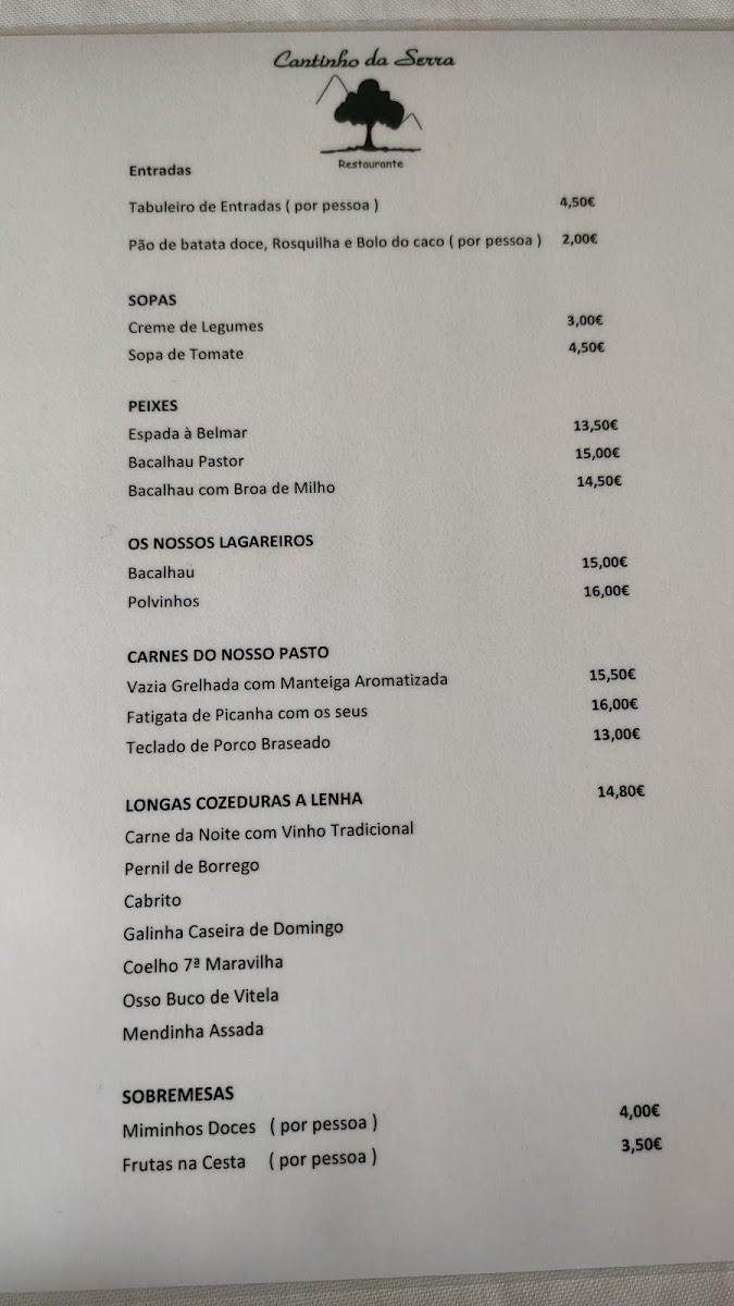 Menu Restaurante Cantinho Da Serra-10