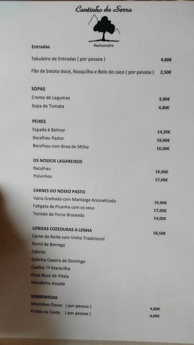 Menu Restaurante Cantinho Da Serra-4