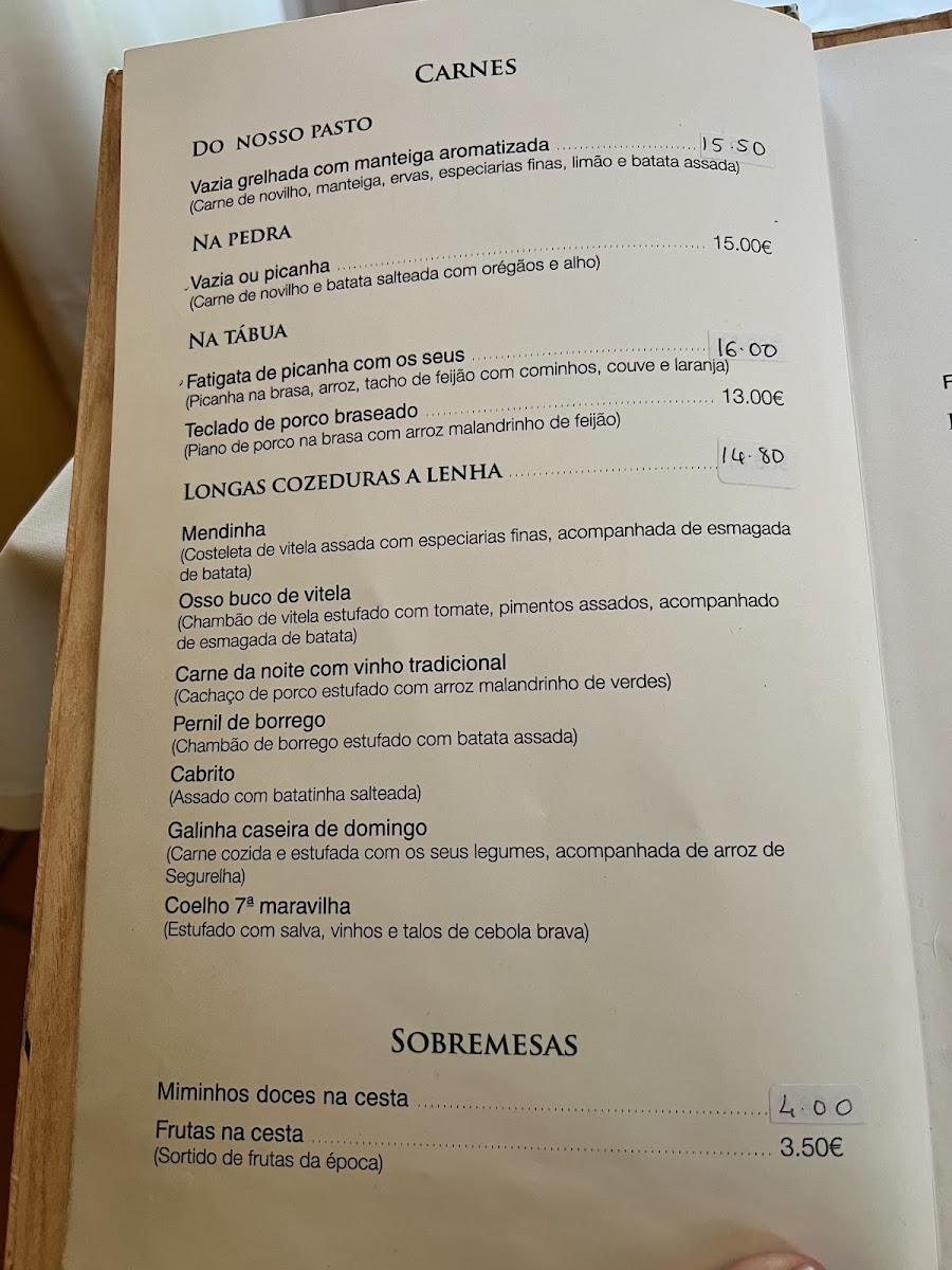 Menu Restaurante Cantinho Da Serra-8