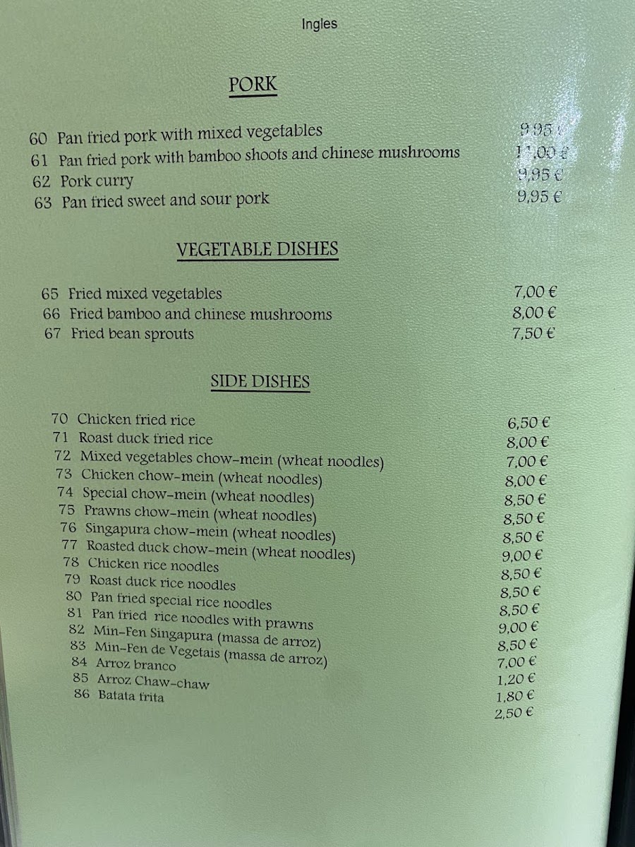 Menu Restaurante Casa Feliz （Chinese Food)-1