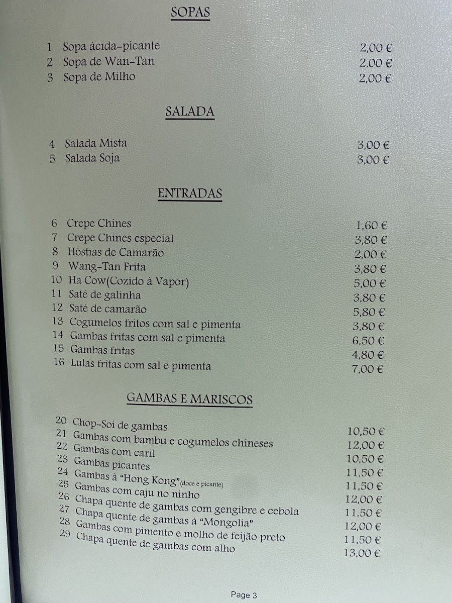 Menu Restaurante Casa Feliz （Chinese Food)-2