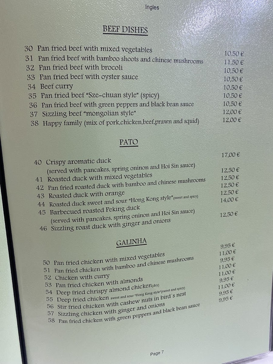 Menu Restaurante Casa Feliz （Chinese Food)-4