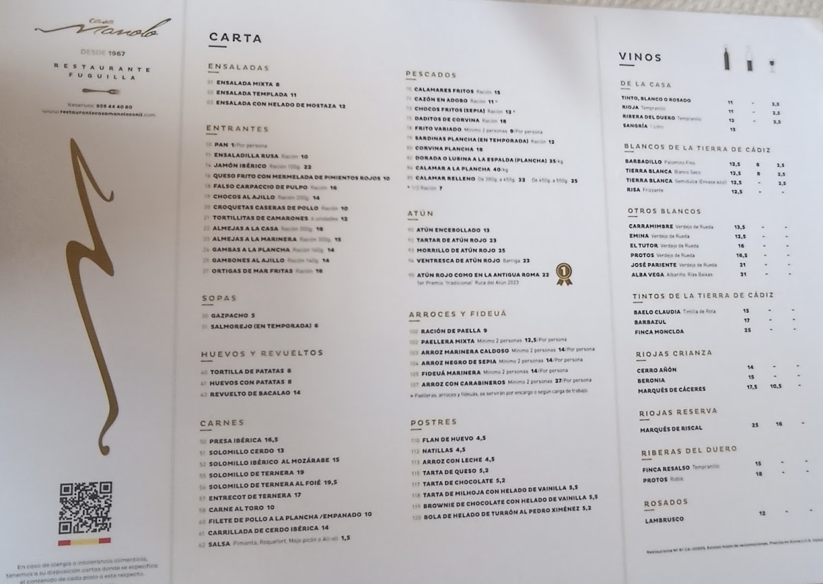 Menu Restaurante Casa Manolo Fuguilla Conil ( Paseo Marítimo).-8