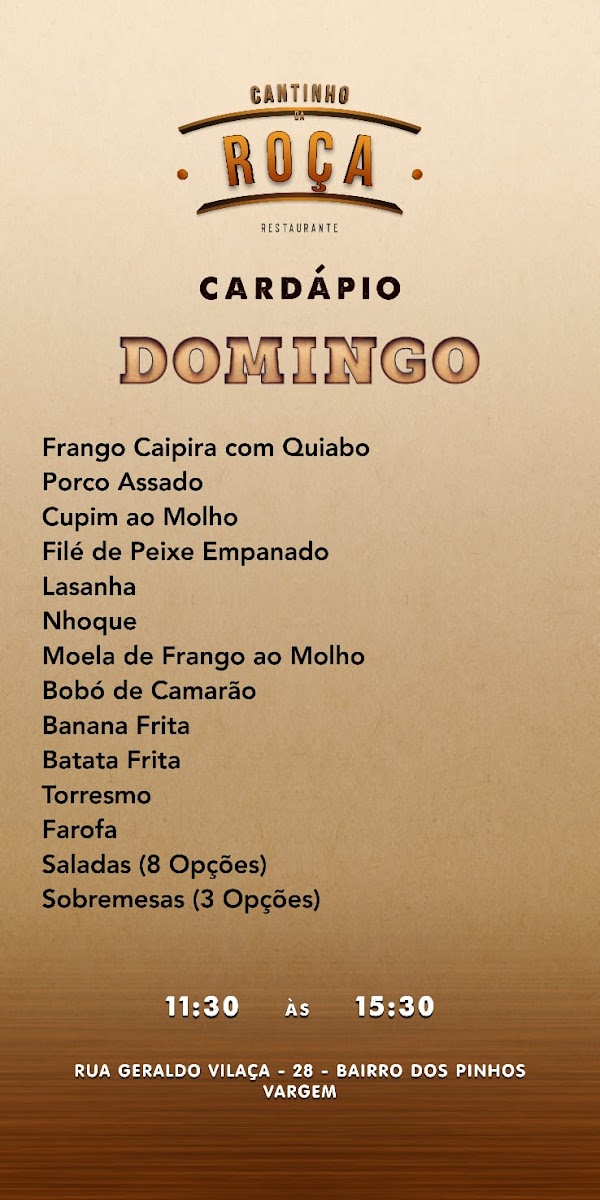 Menu Restaurante Chacara Cantinho Da Roca-1