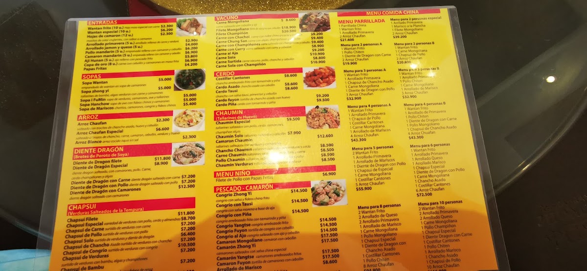 Menu Restaurante Chino Zy-3