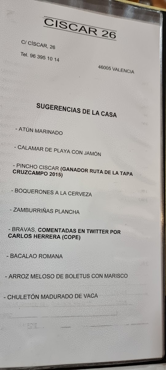 Menu Restaurante Ciscar 26 Vlc-8