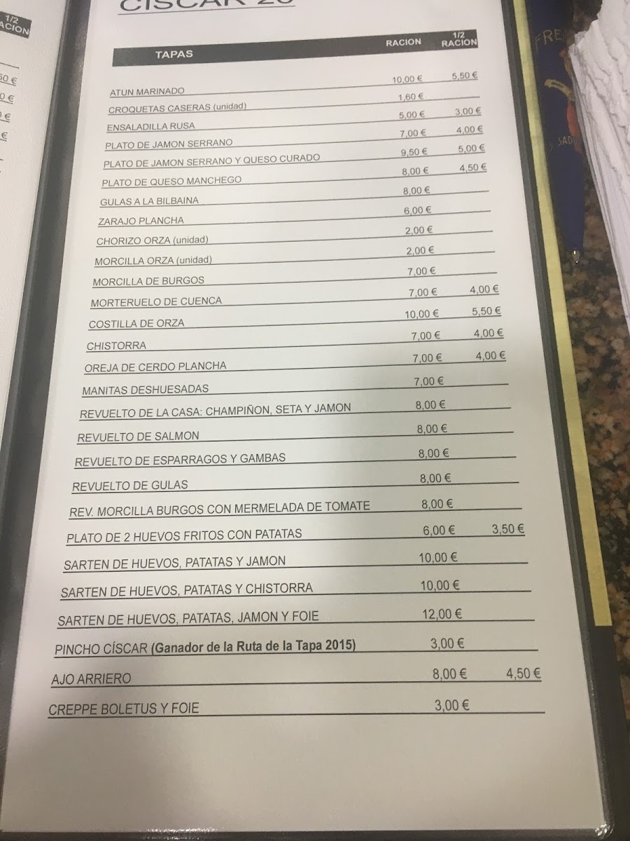 Menu Restaurante Ciscar 26 Vlc-9