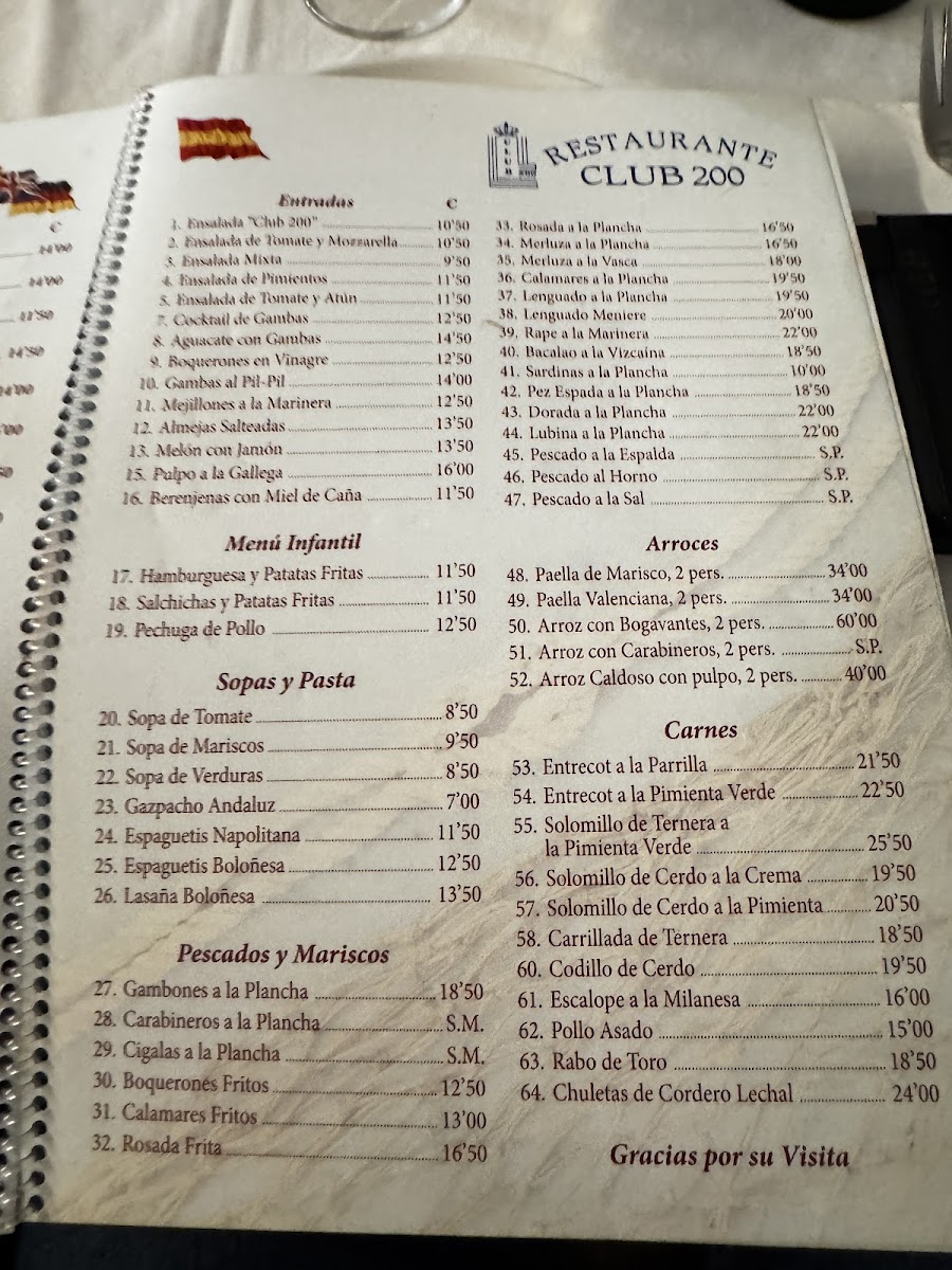 Menu Restaurante Club 200-10