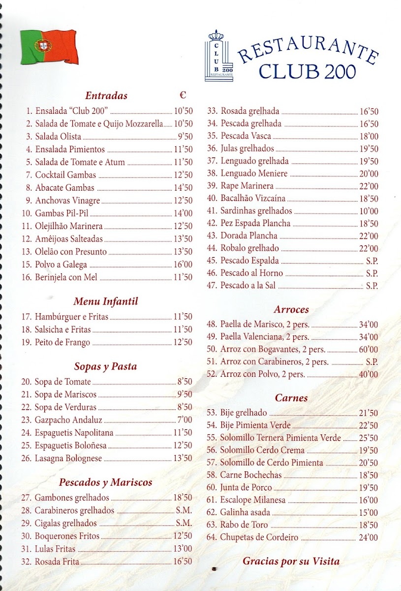 Menu Restaurante Club 200-2
