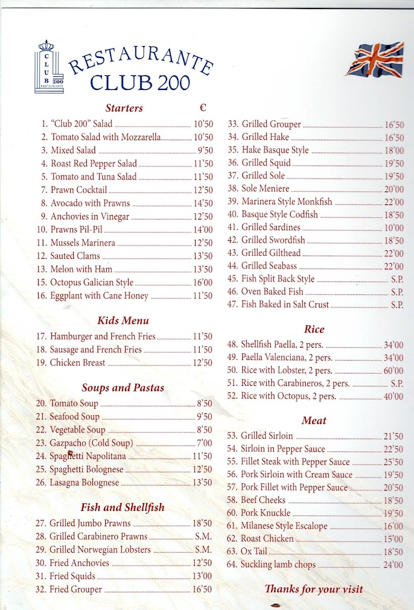 Menu Restaurante Club 200-4