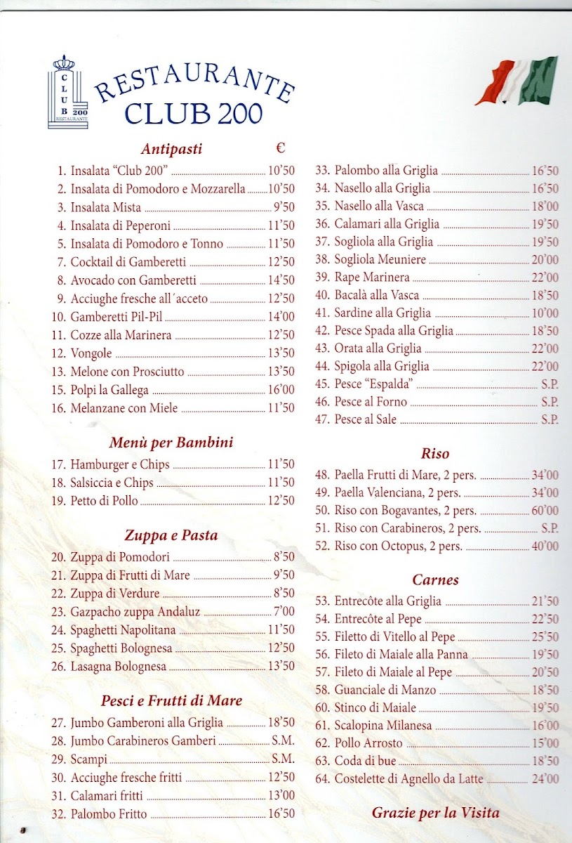 Menu Restaurante Club 200-6