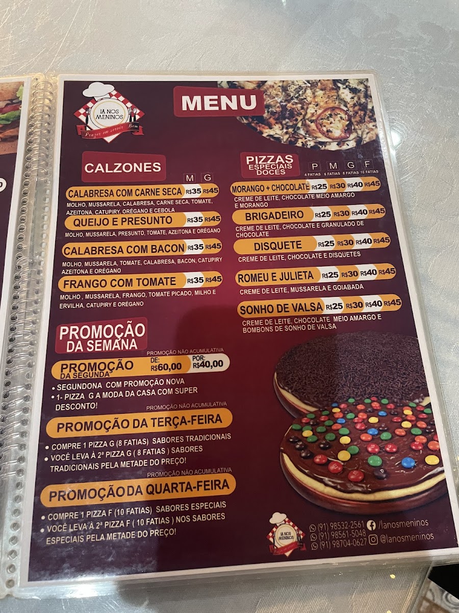 Menu Restaurante E Pizzaria Lá Nos Meninos-1