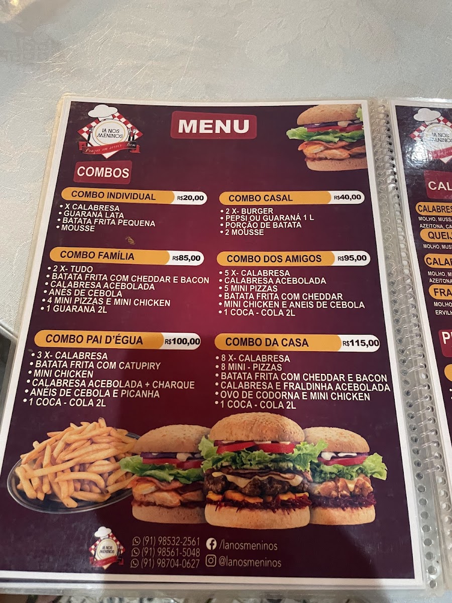 Menu Restaurante E Pizzaria Lá Nos Meninos-2