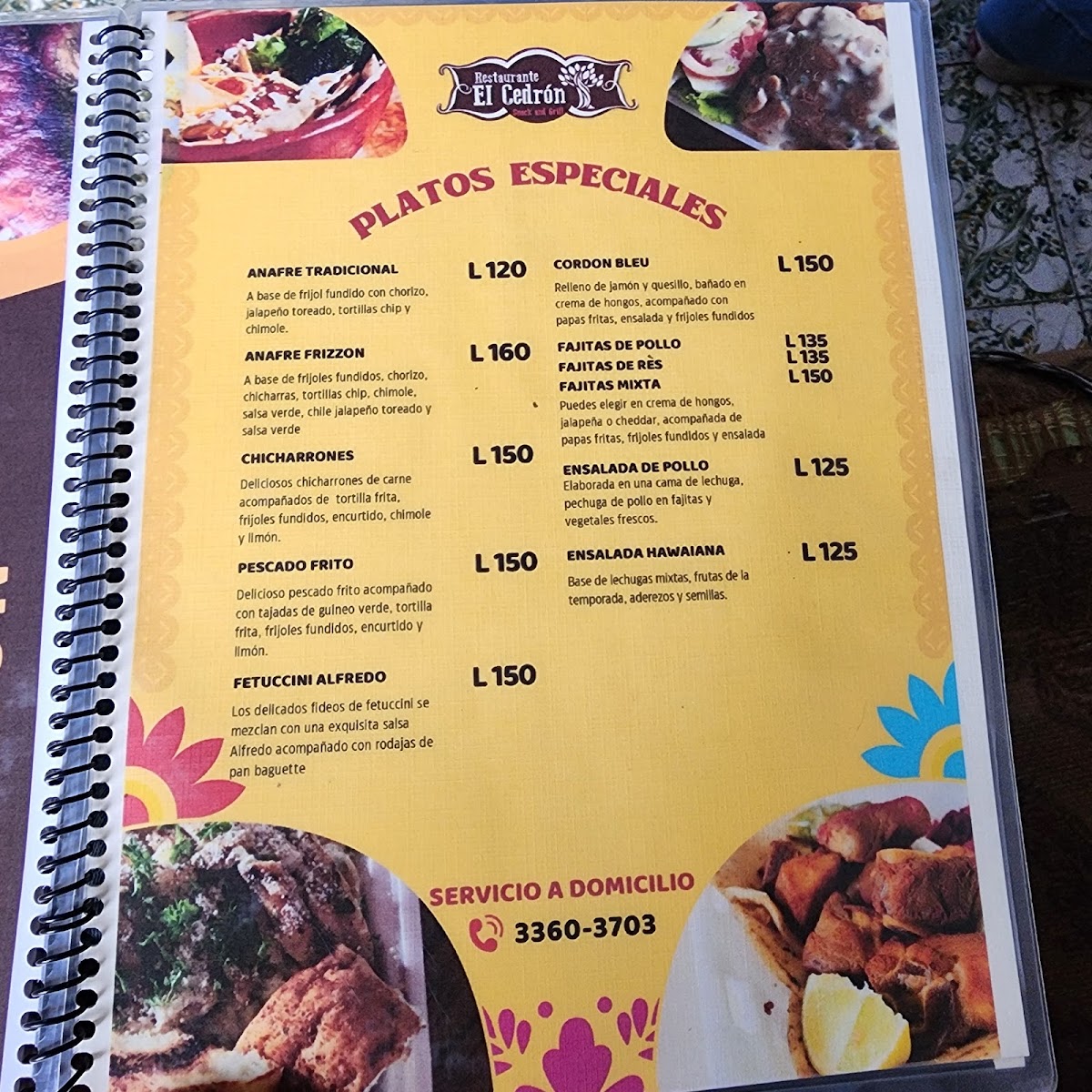 Menu Restaurante El Cedrón-2