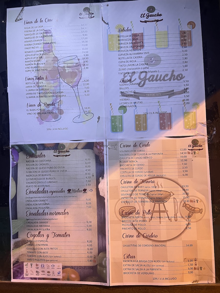 Menu Restaurante El Gaucho I-1