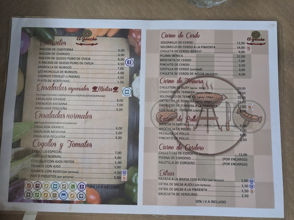 Menu Restaurante El Gaucho I-4